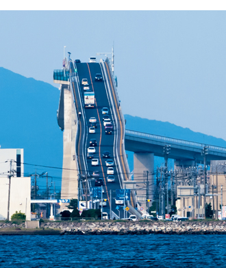 図版：「ベタ踏み坂」は当社が施工を担当した江島大橋