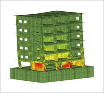 図版：6層鉄筋コンクリート造建物の震動台実験シミュレーション