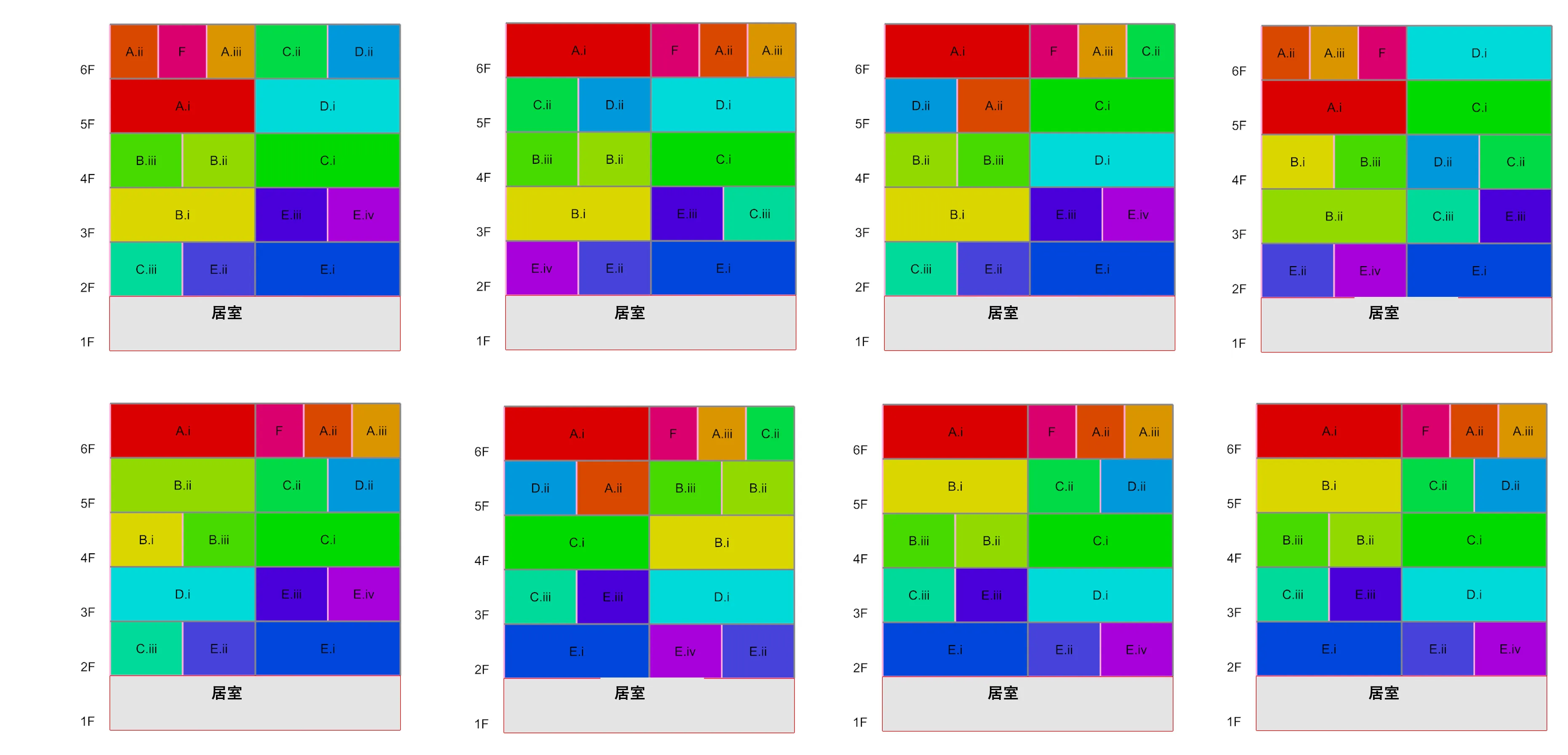 図版：自動で研究室レイアウトパターンを算出した例
