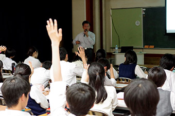 Delivering a lecture on bridges to all the first-year students