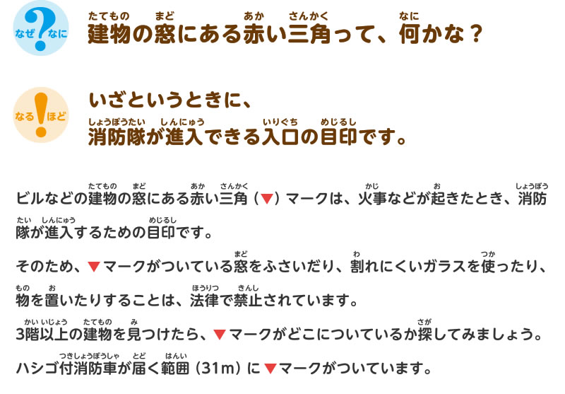 建物の窓にある赤い三角って、何かな？