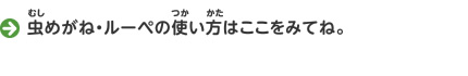 虫めがね・ルーペの使い方はここをみてね。