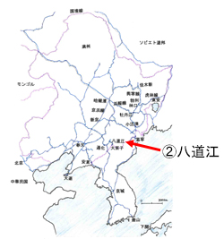 当時の満州国と主な鉄道路線及び本文中に出てくる主な地名