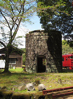 現在も残る大畑駅前の給水塔