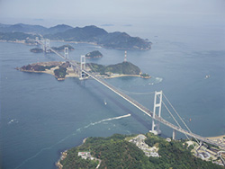 本州四国連絡橋尾道・今治ルート来島海峡大橋　(2,660m、1999年)