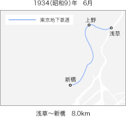 図版：路線図 浅草・新橋間（画像提供:地下鉄博物館）