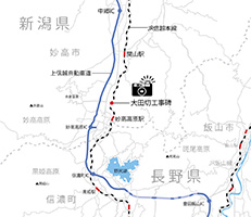大田切工事碑位置図