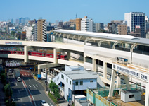 写真：現在の京急蒲田駅。手前に第一京浜国道