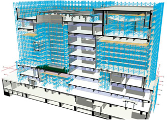 図版：足場の構築の3D検討図