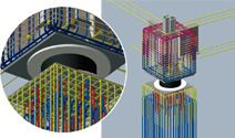 図版：3Dでの配筋シミュレーションの全体と部分