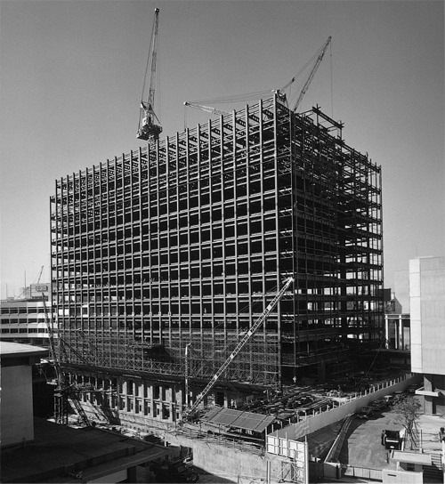 写真：鉄骨建方が進む（昭和41年11月）