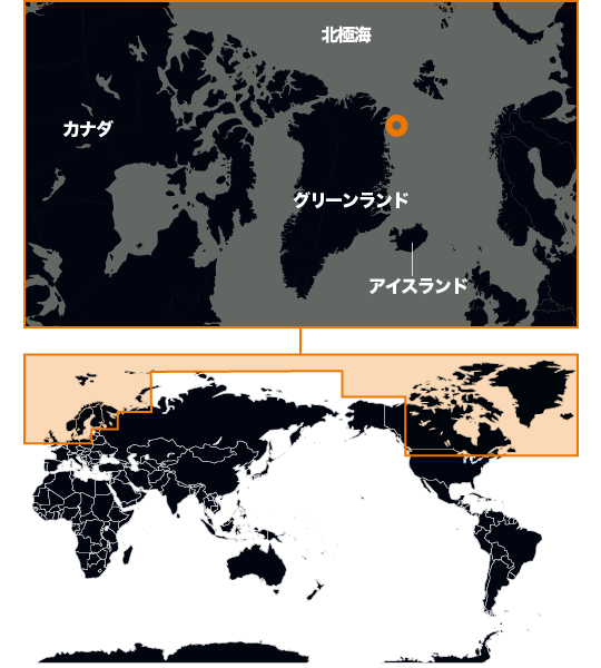 地図：北極海・グリーンランド