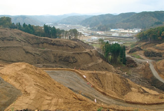 写真：造成が進む宮古市田老地区のまちづくり