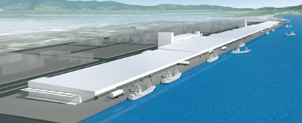 図版：「石巻市水産物地方卸売市場石巻売場建設事業」完成予想パース