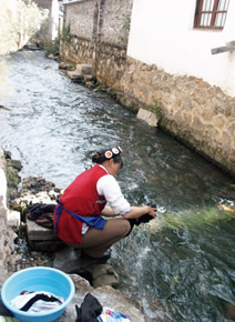 写真：水路の水は生活用水として使われている