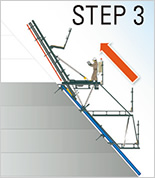 図版：STEP3　型枠をレールに沿わせてスライド
