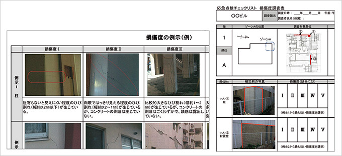 図版：イー・アール・エスによる建物安全性確認システムの「応急点検チェックリスト」