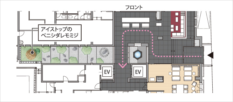 図版：入口から直線状に配置した2つの坪庭