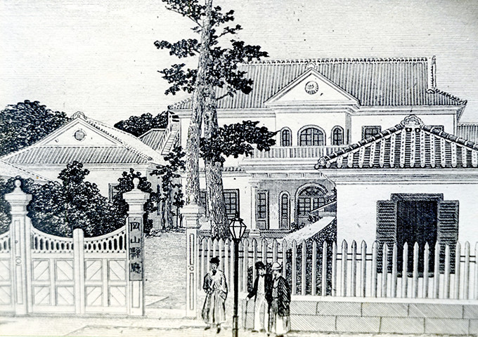 図版：『日本名所図会』の岡山県庁舎