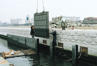 カニ護岸パネルは，既存もしくは新設の護岸の前面に設置する