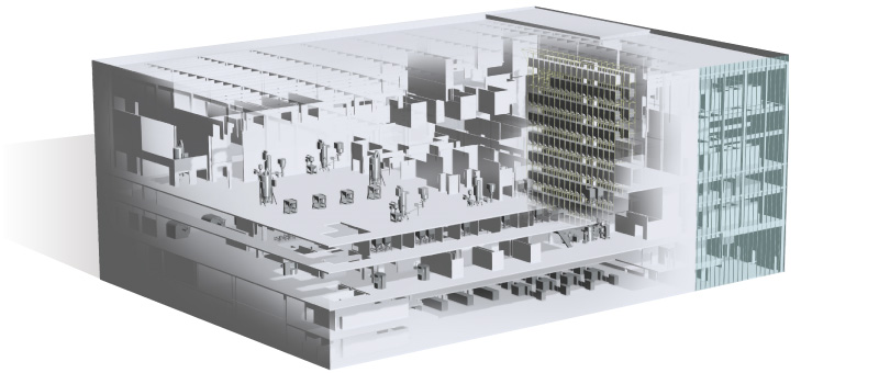 図版：設備と建築が一体となった機能的施設のイメージ