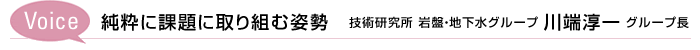 Voice 純粋に課題に取り組む姿勢　技術研究所 岩盤・地下水グループ 川端淳一 グループ長