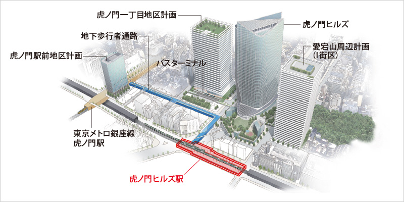 図版：虎ノ門ヒルズ駅周辺イメージ