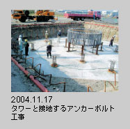 2004.11.17　タワーと接地するアンカーボルト工事
