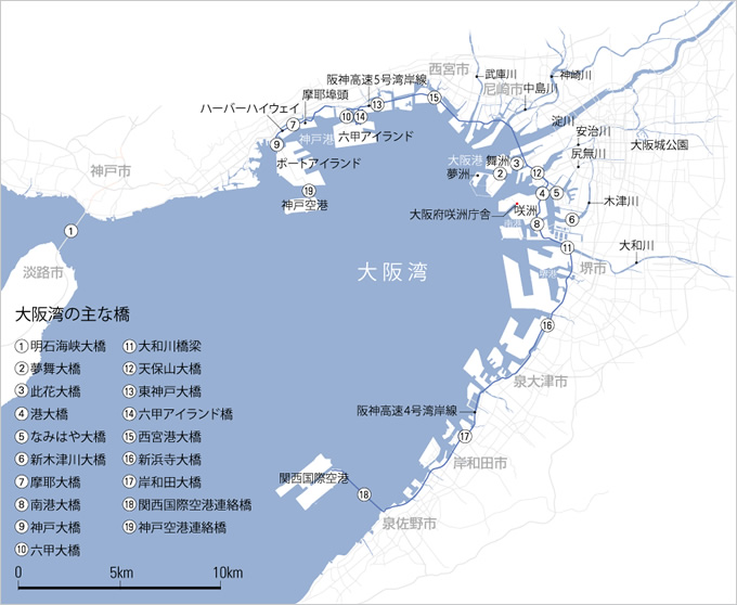 地図：大阪の主な橋