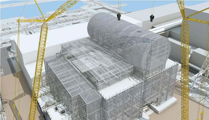 図版：3号機原子炉建屋カバー計画完成予想パース