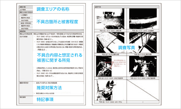 図版：耐震性評価と地震被害想定の取りまとめの例，報告書イメージ