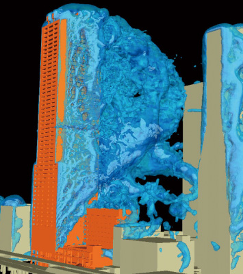 図版：高層建物まわりの気流数値解析