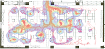 図：実際のオフィスをモニタリングし，交流活動を把握