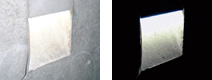 図版：足元灯のディテール（左）と仕上がり（右）