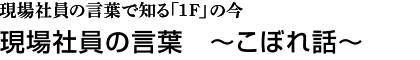 現場社員の言葉で知る「1F」の今　現場社員の言葉　～こぼれ話～