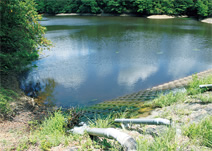 写真：農業用ため池への放水は地元水利組合の要望