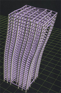 図：建設プロジェクトにおける解析活用の例—超高層の構造解析