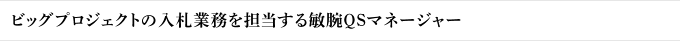 ビッグプロジェクトの入札業務を担当する敏腕QSマネージャー