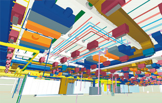 図版：BIMで描いた配管などの3次元画像