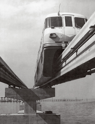 図版：東海道新幹線と同様にオリンピックを目指して工事が進められた東京モノレール羽田線（現東京モノレール羽田空港線）。開催を目前に控えた1964年9月17日に開業した