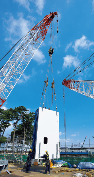 写真：京成本線南側におけるSC造函体の施工状況