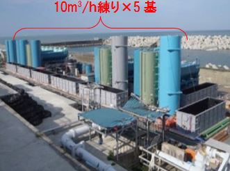 専用の製造プラント（福島第一原子力発電所構内、製造能力50m<sup>3</sup>/h）