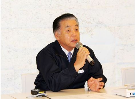 震災対策本部での押味社長