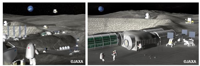 月での無人による有人拠点建設のイメージ