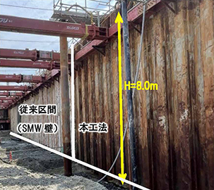 高剛性山留(SMW壁)の代替え