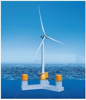 図版：セミサブ型ハイブリッド浮体設置イメージ図