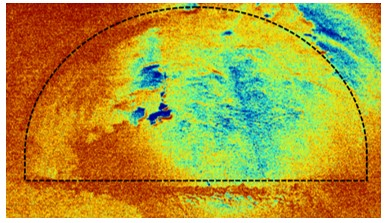 図版：赤外線カメラを使った湧水の厚さと範囲の測定