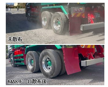 図版：ダンプトラック走行による粉じん発生状況の比較