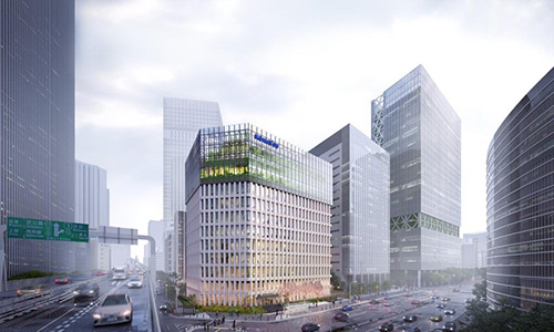 図版：コマツ新本社新築工事　完成予想パース