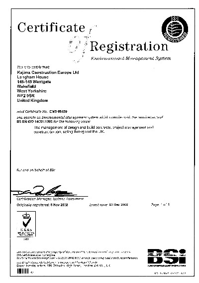 BSI ISO14001 Certificate